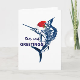 Sailfishのクリスマスの海および挨拶状 シーズンカード
