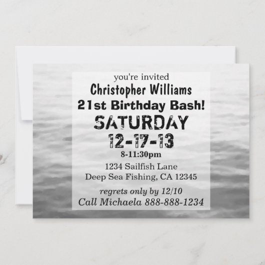 Sailfishの魚釣りのヴィンテージの芸術 招待状 (裏面)