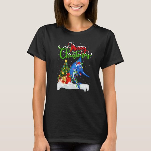 Sailfish  Xmas Decorations Santa Sailfish Christma Tシャツ (正面)