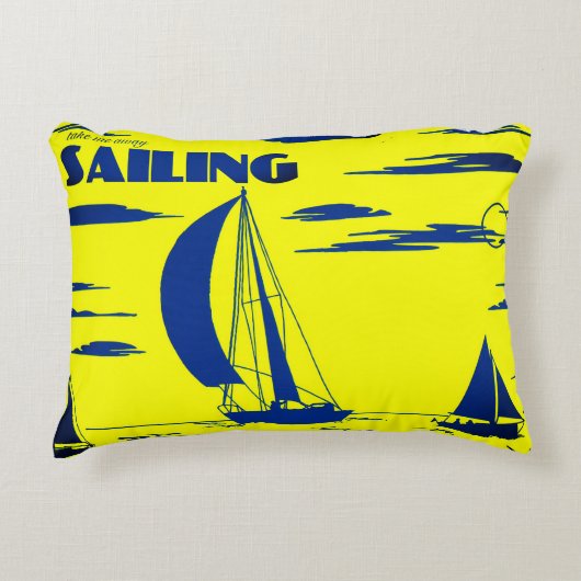 "Sailing"オーシャンアート枕 アクセントクッション (正面)