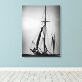 Sailing Aruba in Black and White (ポートレート) キャンバスプリント (インサイチュ (ウッドフロア))