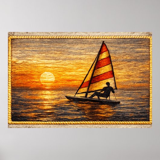 Sailing at Sunset Canvas Wall Art  ポスター (正面)