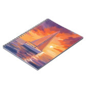 Sailing at Sunset | Coastal Ocean Painting ノートブック (左側)