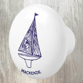 Sailing Boat Personalized Name セラミックノブ