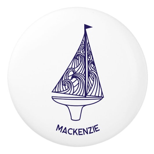 Sailing Boat Personalized Name セラミックノブ (正面)