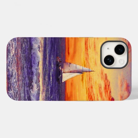 sailing boat sails in a calm to great sunset Case-Mate iPhoneケース (裏面 (横))