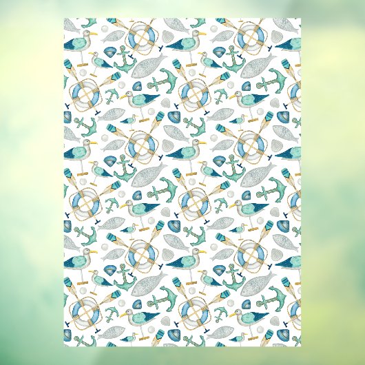 Sailing Boating Marine Shop Ocean Pattern Large ウィンドウサイン (シート3)