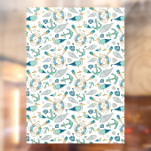 Sailing Boating Marine Shop Ocean Pattern Large ウィンドウサイン (シート2)