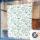 Sailing Boating Marine Shop Ocean Pattern Large ウィンドウサイン (カフェ窓)