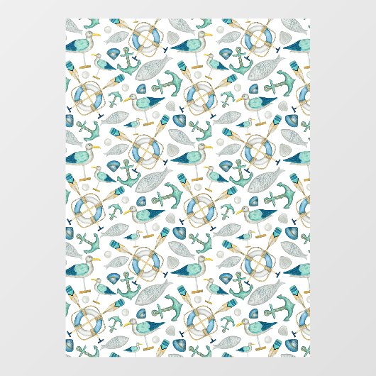 Sailing Boating Marine Shop Ocean Pattern Large ウィンドウサイン (シート)