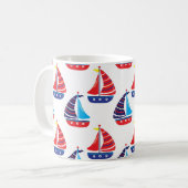 Sailing Boats Coffee Cup Nautical Boat Sea Mug コーヒーマグカップ (正面左)
