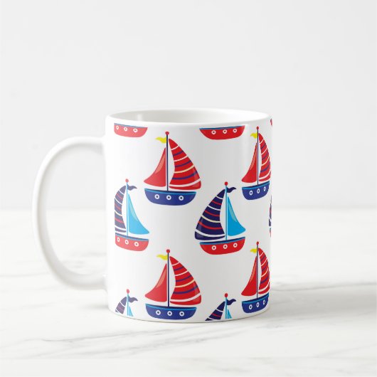 Sailing Boats Coffee Cup Nautical Boat Sea Mug コーヒーマグカップ (左)