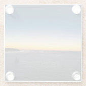 Sailing from the Harbour Blue Yellow Sunset Photo ガラスコースター (裏面)