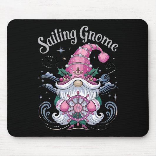 Sailing Gnome Steering Christmas Cheer  マウスパッド (正面)