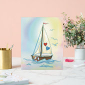 Sailing Hearts – Minimalist Boat with Love Sails アクリルサイン (ウェディング)