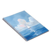 Sailing in Blue | Coastal Sailboat Ocean Painting ノートブック (右側)