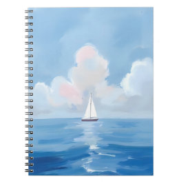 Sailing in Blue | Coastal Sailboat Ocean Painting ノートブック