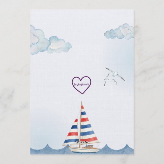 Sailing into Five, Watercolor 5th Birthday 招待状 (裏面)