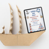 Sailing into Five, Watercolor 5th Birthday 招待状