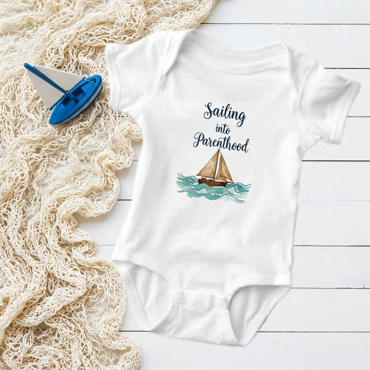 Sailing into Parenthood Bodysuit, Pastel Boat ベビーボディスーツ