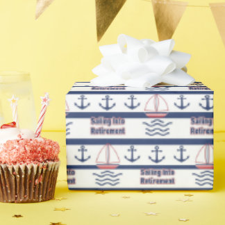 Sailing Into Retirement Nautical Wrapping Paper ラッピングペーパー