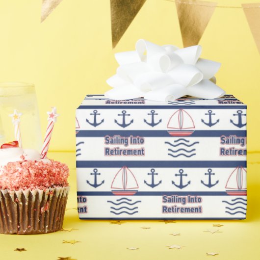 Sailing Into Retirement Nautical Wrapping Paper ラッピングペーパー (誕生日パーティー)