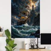 Sailing into Storms Fantasy Poster ポスター (ホームオフィス)
