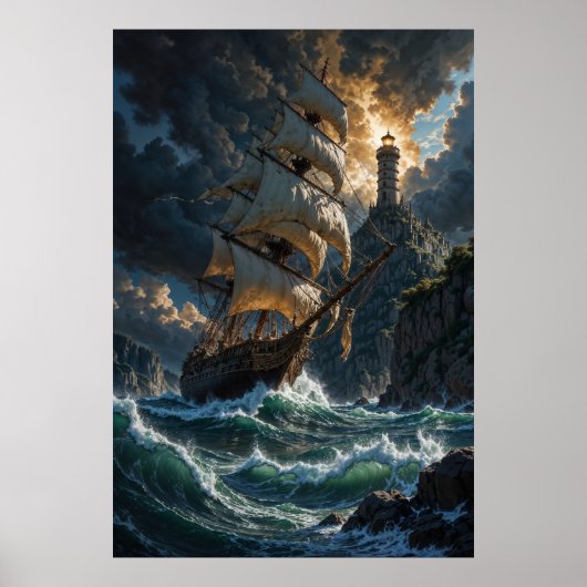 Sailing into Storms Fantasy Poster ポスター (正面)