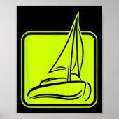 Sailing Logo Symbol Square Sailboat Ship Captain C ポスター (正面)
