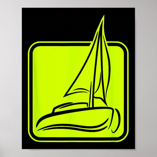 Sailing Logo Symbol Square Sailboat Ship Captain C ポスター (正面)