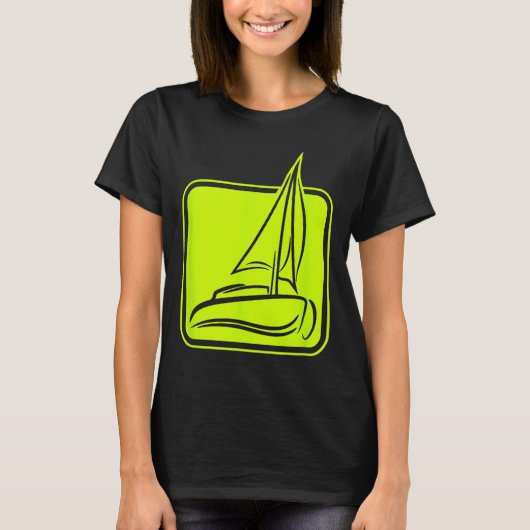 Sailing Logo Symbol Square Sailboat Ship Captain C Tシャツ (正面)