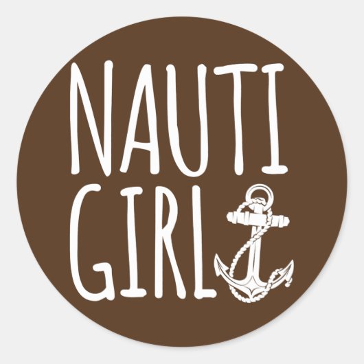 Sailing Nauti Girl Boating  ラウンドシール (正面)