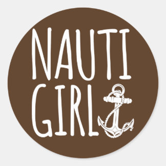 Sailing Nauti Girl Boating ラウンドシール
