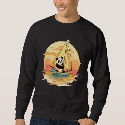 Sailing Panda Summer Boat Family Vacation スウェットシャツ (正面)