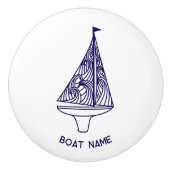 Sailing Personalized Boat Name セラミックノブ (正面)
