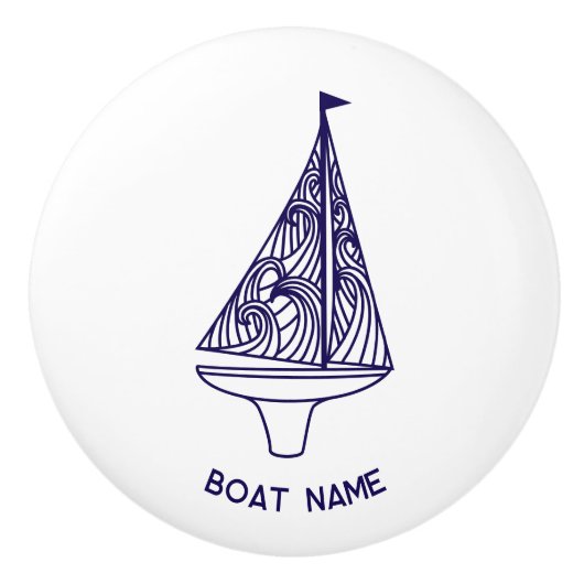 Sailing Personalized Boat Name セラミックノブ (正面)