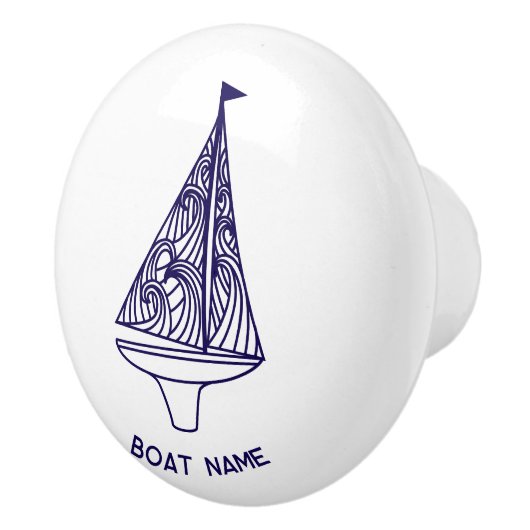 Sailing Personalized Boat Name セラミックノブ (右)