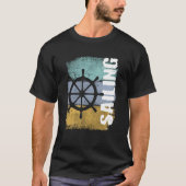 Sailing Vintage Retro Sailboat Helm Tシャツ (正面)