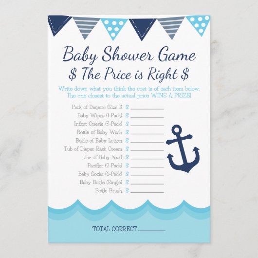 Sailor Baby Shower – The Price is Right Game プログラム (正面)
