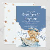 Sailor Bear Boy Baby Shower Invitation 招待状 (正面/裏面)