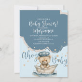 Sailor Bear Boy Stars Baby Shower Invitation 招待状 (正面)