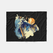 Sailor Cat Captain Boat Fishing  フリースブランケット (正面(横))