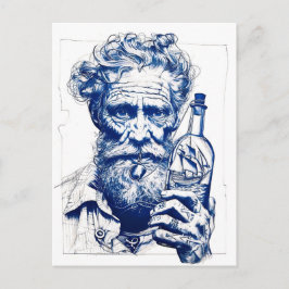 Sailor Holding Bottle Containing Small Model Ship ポストカード