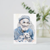 Sailor Holding Small Westie Dog In Arms ポストカード (スタンド正面)