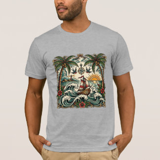 Sailor Jerry Style Tropical Paradise T-Shirt – Tra Tシャツ