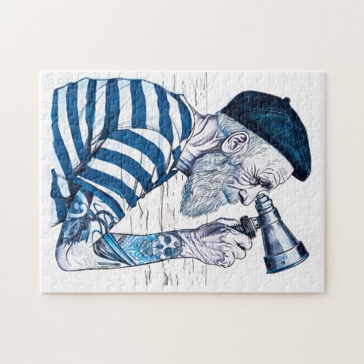 Sailor Looking Through Telescope Toward Distant Ho ジグソーパズル (横)