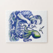 Sailor Playing Chess With Large Curious Octopus ジグソーパズル (横)