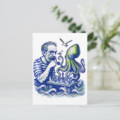 Sailor Playing Chess With Large Curious Octopus ポストカード (スタンド正面)