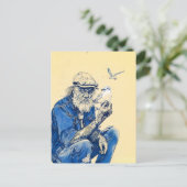 Sailor Sitting Calmly Surrounded By Several Birds ポストカード (スタンド正面)