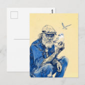 Sailor Sitting Calmly Surrounded By Several Birds ポストカード (正面/裏面)